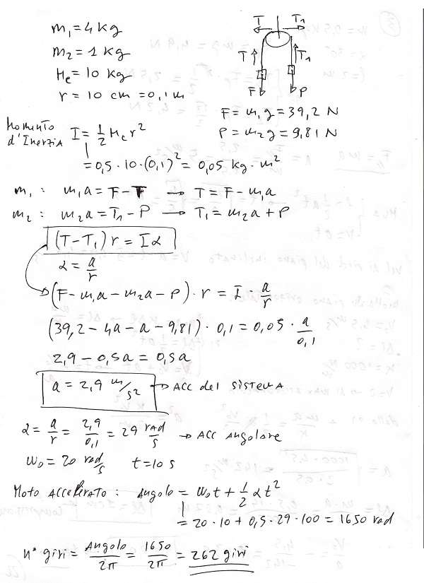 Puleggia - Esercizio 1 puleggia esercizio 1