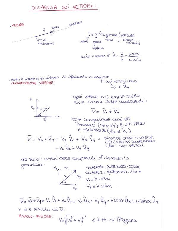 Fisica 1 - Calcolo vettoriale - Dispensa Dispensa vettori 1