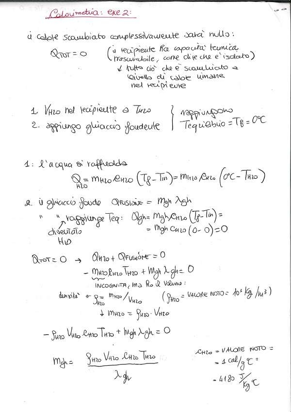 Calorimetria - Esercizio 2 Calorimetria Esercizio 2