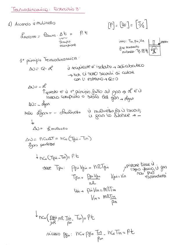 Termodinamica - Esercizio 3 Termodinamica Esercizio 3a